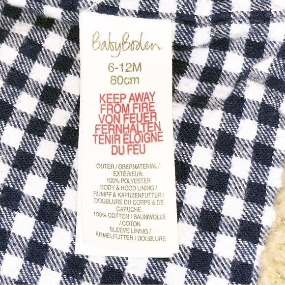 Baby Boden Brown Teddy Bear Sherpa Button Up Coat Size 6-12M - Picture 7 of 8